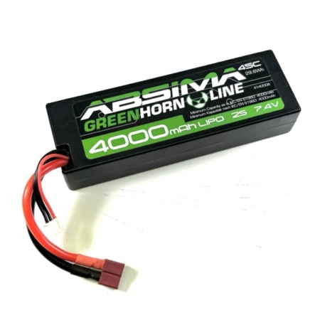 Batería Absima LiPo 2S 7.4V 50C 4000 Greenhorn carcasa rígida (conector TDean) 4140008
