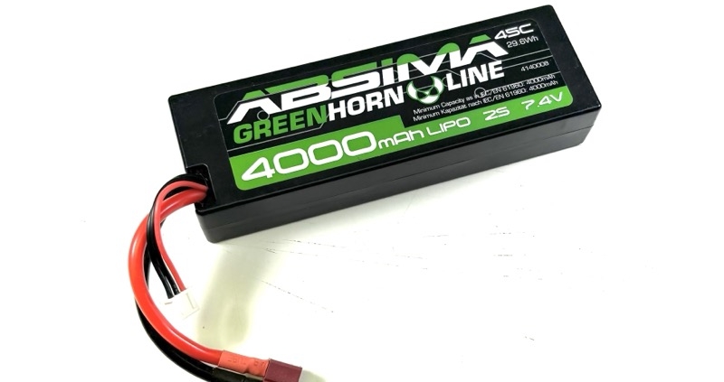 Batería Absima LiPo 2S 7.4V 50C 4000 Greenhorn carcasa rígida (conector TDean) 4140008