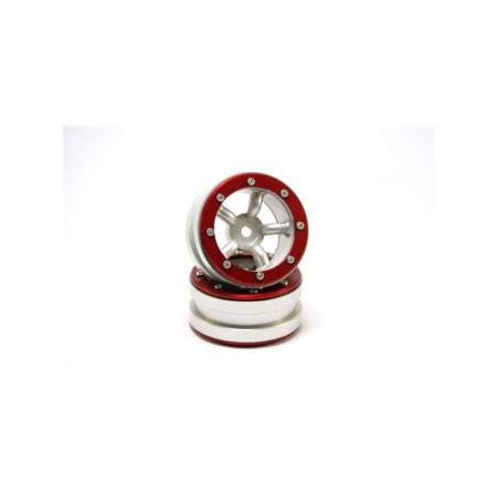 Llantas Metsafil PT-Safari Beadlock Plata/Rojo 1.9 (2pcs) MT0010SR