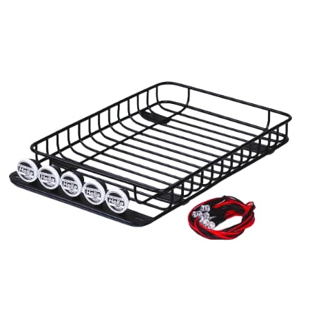 Baca de equipaje metal negra para 1:10 RC Rock Crawler con luces BM01