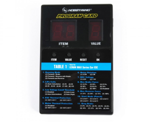 Tarjeta programación LED Hobbywing Xerun, FlyFun, Ezrun, Seaking, Platinum HW30501003