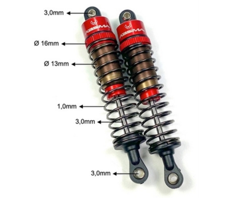 Amortiguadores estándar Absima de aluminio de 62 mm escala 1:10 2330041