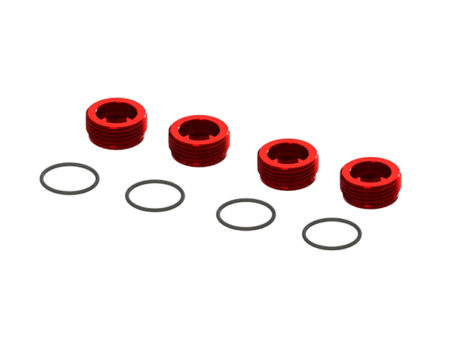 Tuercas de buje Arrma V4 delanteras de aluminio roja (4pcs) ARA320467