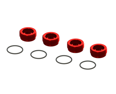 Tuercas de buje Arrma V4 delanteras de aluminio roja (4pcs) ARA320467