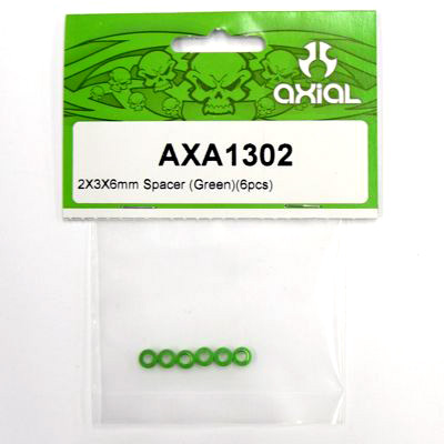 Espaciadores Axial 2x3x6mm (verde) (6pcs) AXA1302