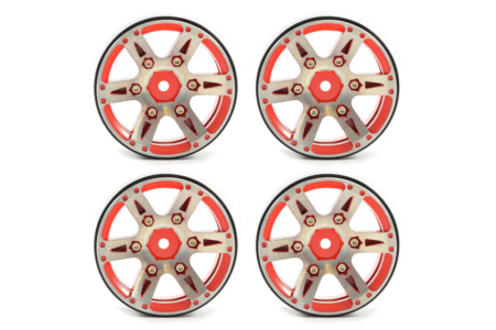 Llantas Fastrax 1.9 de aluminio beadlock 6 radios en rojo (4pcs) FAST0146R