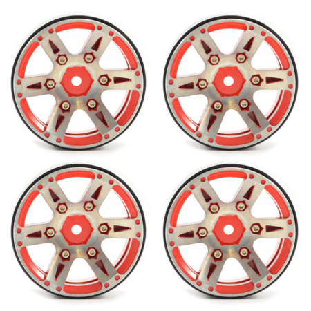 Llantas Fastrax 1.9 de aluminio beadlock 6 radios en rojo (4pcs) FAST0146R