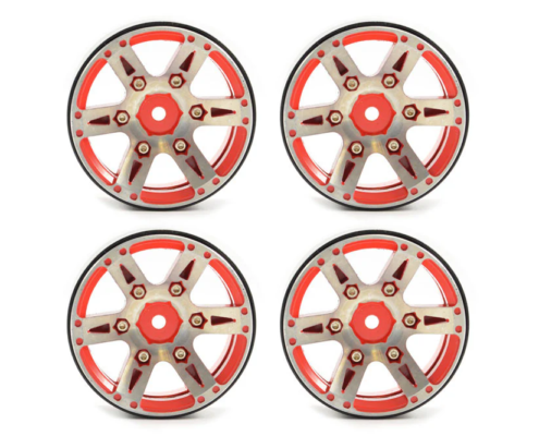 Llantas Fastrax 1.9 de aluminio beadlock 6 radios en rojo (4pcs) FAST0146R