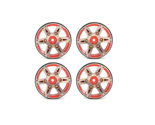 Llantas Fastrax 1.9 de aluminio beadlock 6 radios en rojo (4pcs) FAST0146R