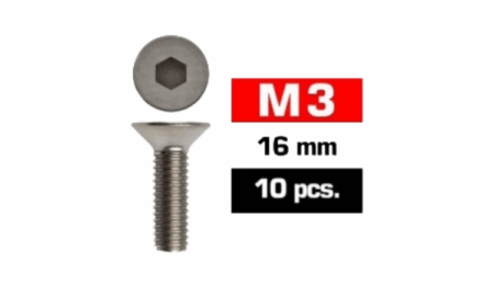 Tornillos M3x16 Ultimate Racing avellanado (10pcs) UR161316