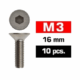 Tornillos M3x16 Ultimate Racing avellanado (10pcs) UR161316