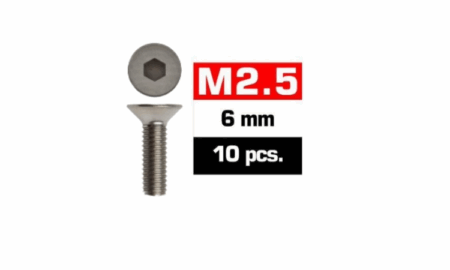 Tornillos M2,5x6 Ultimate Racing avellanado (10pcs) UR1612506