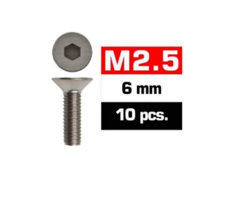 Tornillos M2,5x6 Ultimate Racing avellanado (10pcs) UR1612506