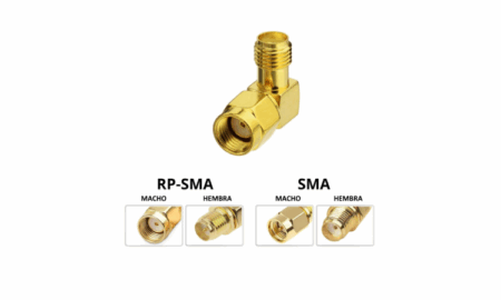 Conector SMA (hembra) RP-SMA (macho) 90º (1pc)