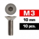 Tornillos M3x10 Ultimate Racing avellanado (10pcs) UR161310