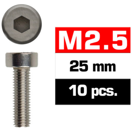 Tornillos M2,5x25 Ultimate Racing cilíndricos (10pcs) UR1632525