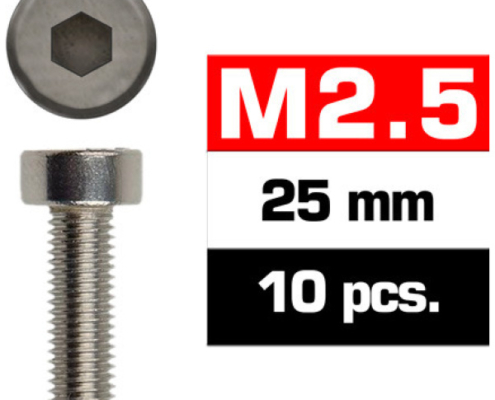 Tornillos M2,5x25 Ultimate Racing cilíndricos (10pcs) UR1632525
