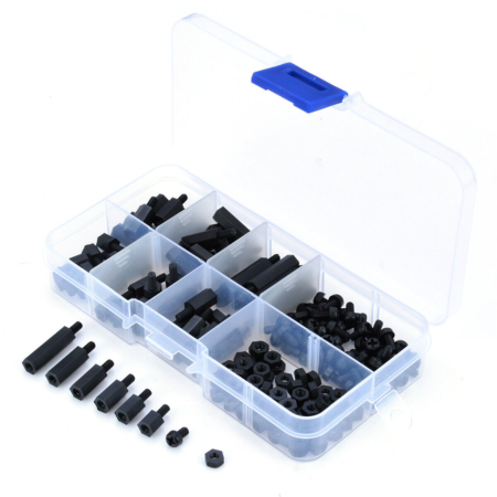 Set de tornillos y espaciadores de nylon M2 (180pcs)