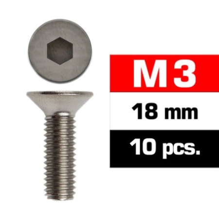 Tornillos M3x18 Ultimate Racing avellanado (10pcs) UR161318
