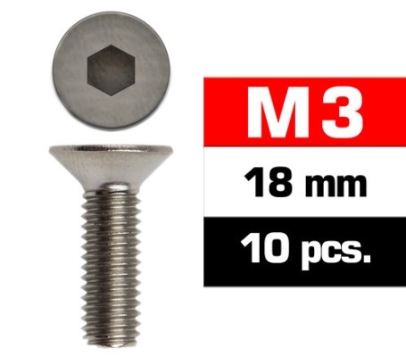 Tornillos M3x18 Ultimate Racing avellanado (10pcs) UR161318