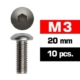 Tornillos M3x20 Ultimate Racing botón (10pcs) UR162320