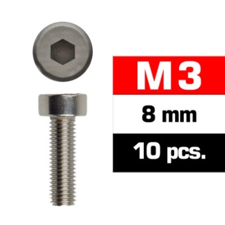Tornillos M3x8 Ultimate Racing cilíndrico (10pcs) UR163308