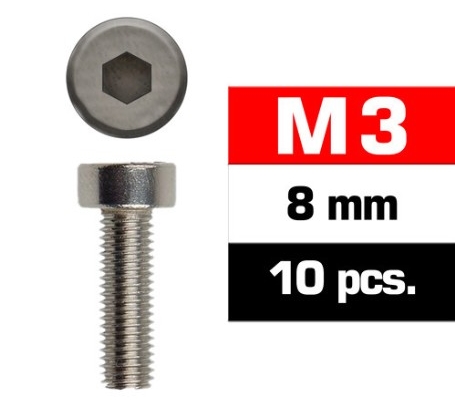 Tornillos M3x8 Ultimate Racing cilíndrico (10pcs) UR163308