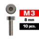 Tornillos M3x8 Ultimate Racing cilíndrico (10pcs) UR163308