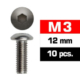 Tornillos M3x12 Ultimate Racing botón (10pcs) UR162312