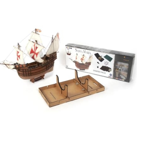 Pack Barco de Madera Occre Santa Maria 1/50 + Soporte 12010SP