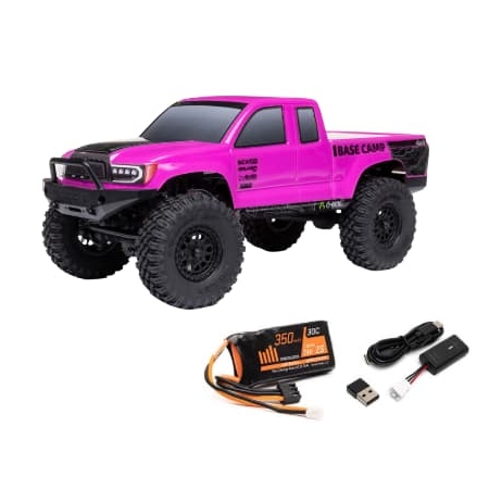 Axial SCX24 Base Camp 4WD Rock Crawler Brushed RTR 1/24 (con batería y cargador) Rosa AXI-1219T3