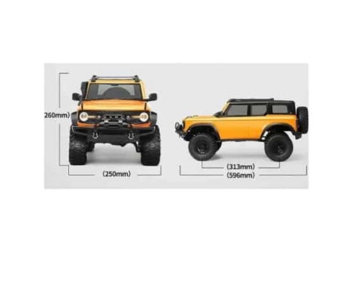 Bronco HB-Racing Wilderness 1/10 con winch, 2 velocidades y luces, Amarillo HB-R1001-1