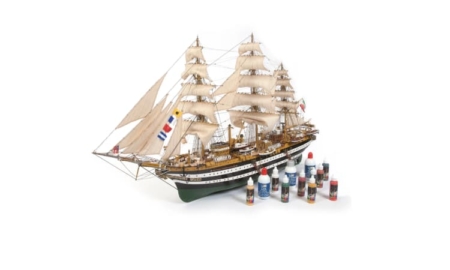 Maqueta Amerigo Vespucci con pinturas, tintes y barniz Pack completo