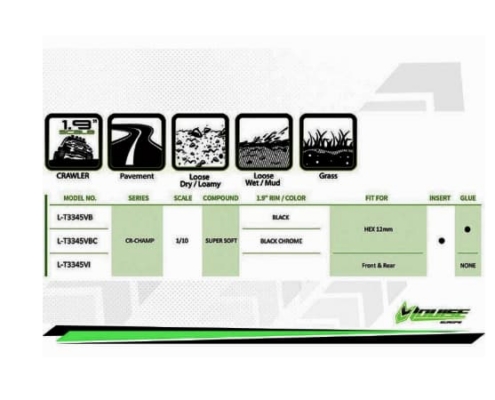 Ruedas Louise CR-CHAMP class 1 crawler 1/10 Sin Llanta 1.9"(2pcs) LR-T3345VI