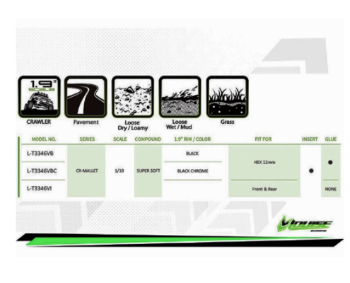 Ruedas Louise CR-MALLET class 1 crawler 1/10 Sin Llanta 1.9"(2pcs) LR-T3346VI