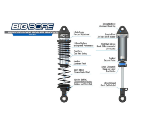 Amortiguadores Proline delanteros o traseros Big Bore (90-95mm) Scaler para Rock Crawlers 1-10 (2pcs) PRO634300