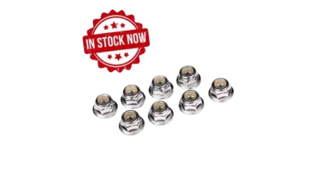 Tuercas de bloqueo Traxxas de nailon con brida de 4 mm dentadas (8pcs) TRX3647