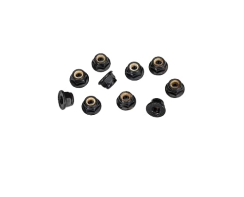 Tuercas de bloqueo Traxxas de nailon con brida de 4 mm dentadas (negras) (10pcs) TRX8347