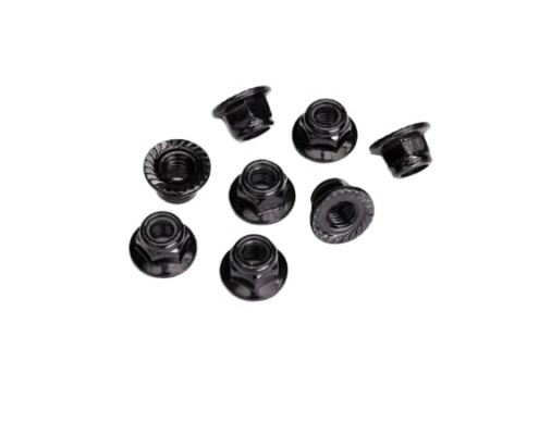 Tuercas de bloqueo Traxxas de nailon con brida de 5 mm (acero, dentadas negras) (8pcs) TRX8447