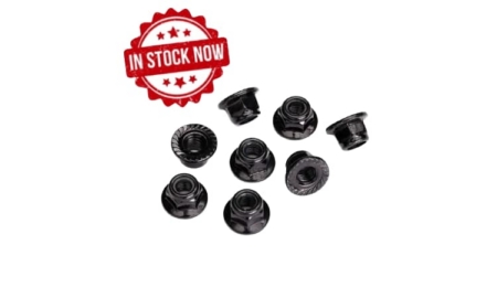 Tuercas de bloqueo Traxxas de nailon con brida de 5 mm (acero, dentadas negras) (8pcs) TRX8447