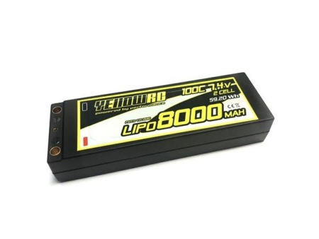 Batería LiPo RC amarilla de 8000 mAh, 7,4 V, 2S, 100 C, carcasa rígida, YEL2680