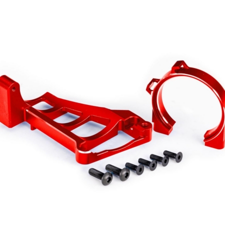 Soportes de motor (delantero y trasero) (aluminio 6061-T6 anodizado rojo)/ 3 x 10 mm CCS (con fijador de roscas) (4)/ 4 x 12 mm BCS (con fijador de roscas) (2) (para usar con motor n.° 3461)
