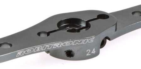 Servo de aluminio de doble brazo, 24 dientes (arriba/abajo), gris, R17012G