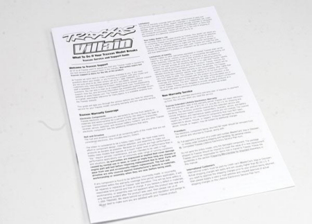 Instrucciones de funcionamiento, Villain, TRX1599X