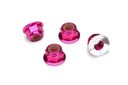 TUERCAS DE BLOQUEO DE NYLON CON BRIDA DE 4 MM (ALUMINIO, ANODIZADO ROSA, TRX1747P