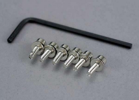 Tornillos, máquina de cabeza hueca de 3 x 10 mm (impulsión hexagonal) (6) / arandelas de seguridad, TRX3159