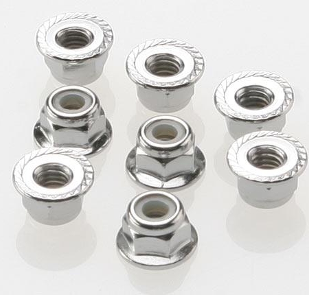 Tuercas de bloqueo de nailon con brida de 4 mm (acero, dentadas) (8), TRX3647