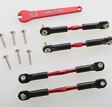 Tensores, aluminio (anodizado rojo), enlaces de inclinación, delanteros, 3, TRX3741X