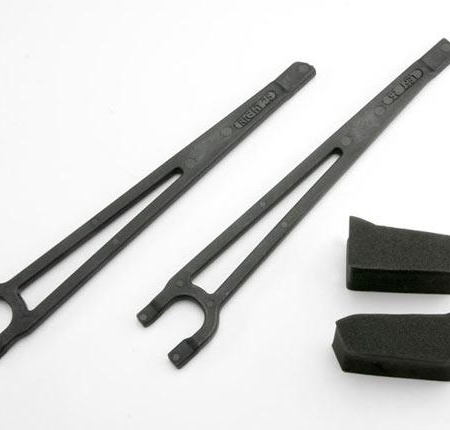 Sujeciones, batería, izquierda y derecha (2) / espaciadores de espuma (2) (ajuste, TRX3927