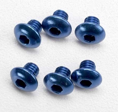 Tornillos, máquina de cabeza de botón de 4 x 4 mm, aluminio (azul) (destornillador hexagonal, TRX3940
